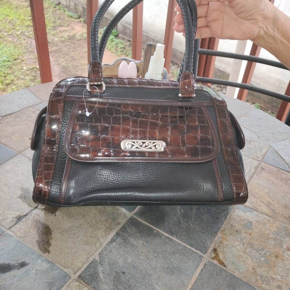 Brighton Black and Brown Satchel with Classic Vintage Appeal